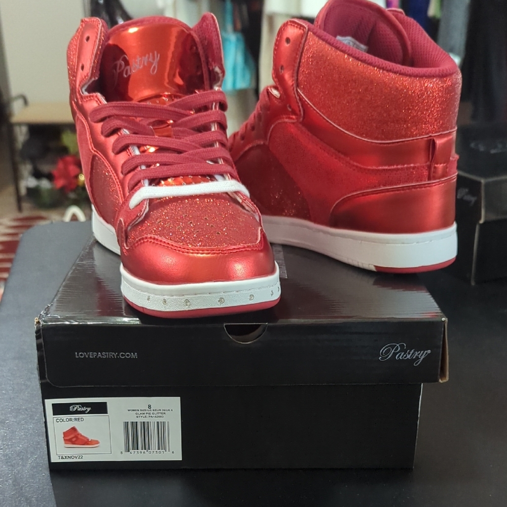 Pastry Red High-Top Sneakers